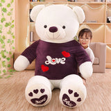 80cm/100cm Big Teddy Bear Plush Toys Stuffed Animals Plush Bear dressed  in clothes Lovers Toys Valentine Gifts Kids Girls Toy